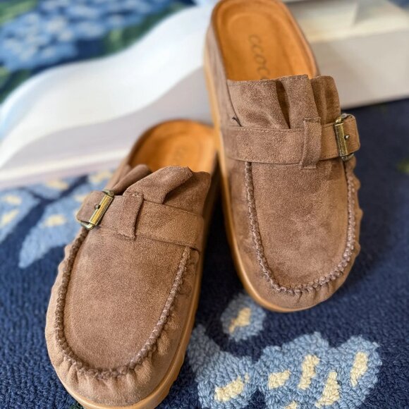 NWB Effy Ruffle Slip-On Moccassin Mules - Picture 3 of 7